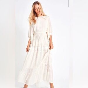 NWT LoveShackFancy Women’s Cecily White & Cream Maxi Dress Size Large